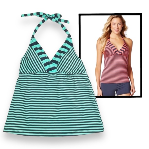 Mossimo Supply Co. Mint Julep Stripe Halter Tankini Top - Picture 1 of 7